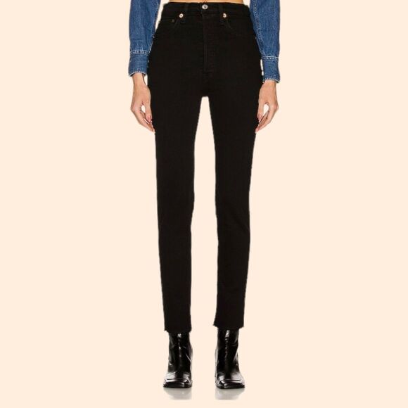 RE/DONE 90's Ultra High Rise Skinny Jeans Noir - Picture 1 of 6